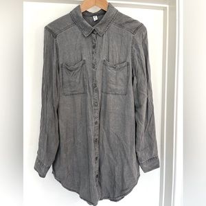 BP Grey Chambray 100% Rayon Ultra Soft Button Down Shirt Women’s Size Small